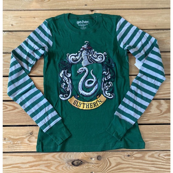 NWT Harry Potter Slytherin Pajama Set Size Small Women’s Green Long Sleeve Pant - Picture 2 of 11